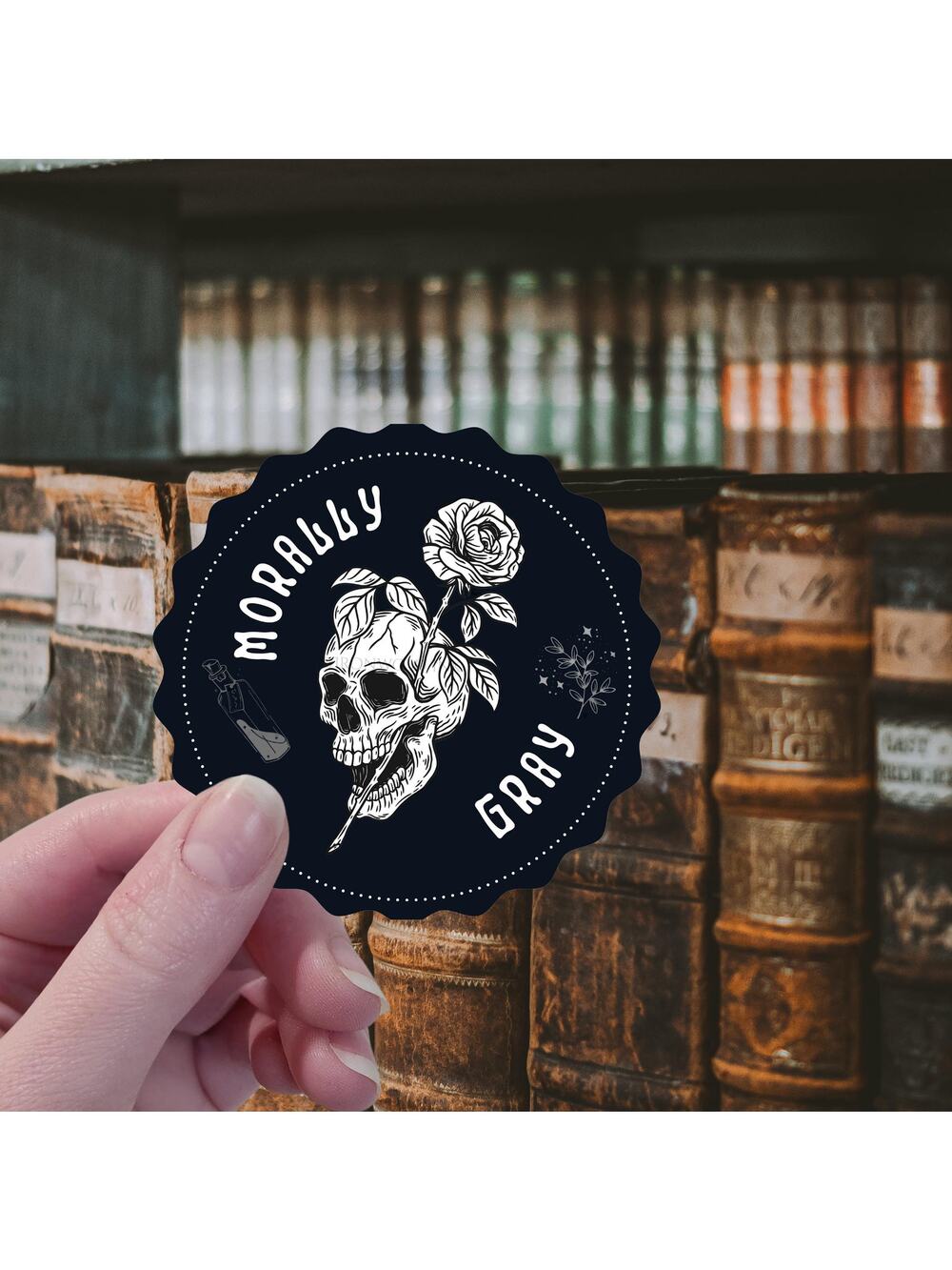 Morally Gray Skeleton Bookish Sticker Romance Fantasy Thriller Fae Kindle Gothic